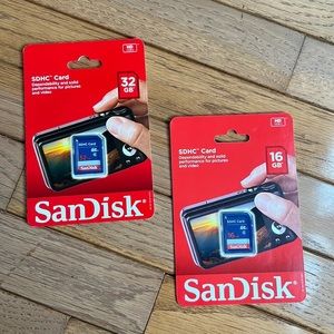NEW! SanDisk SDHC Cards. HD Video, one 32gb and other 16gb